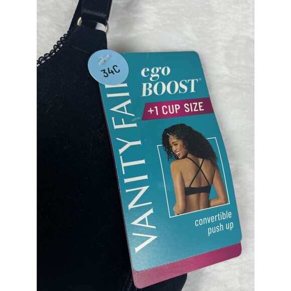 Vanity Fair Ego Boost Bra Underwire Add-A-Size Push Up Black Size 34C NWT - Picture 4 of 9